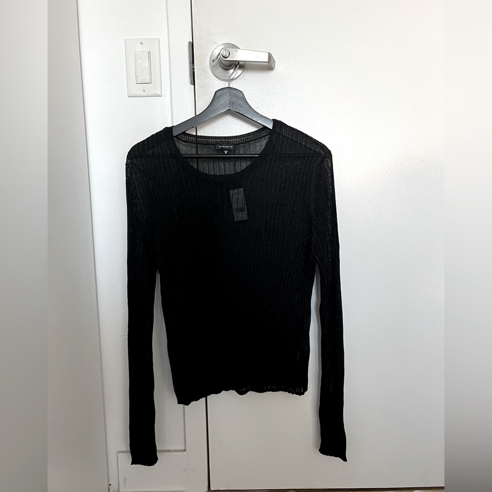 Sheer ribbed long sleeve